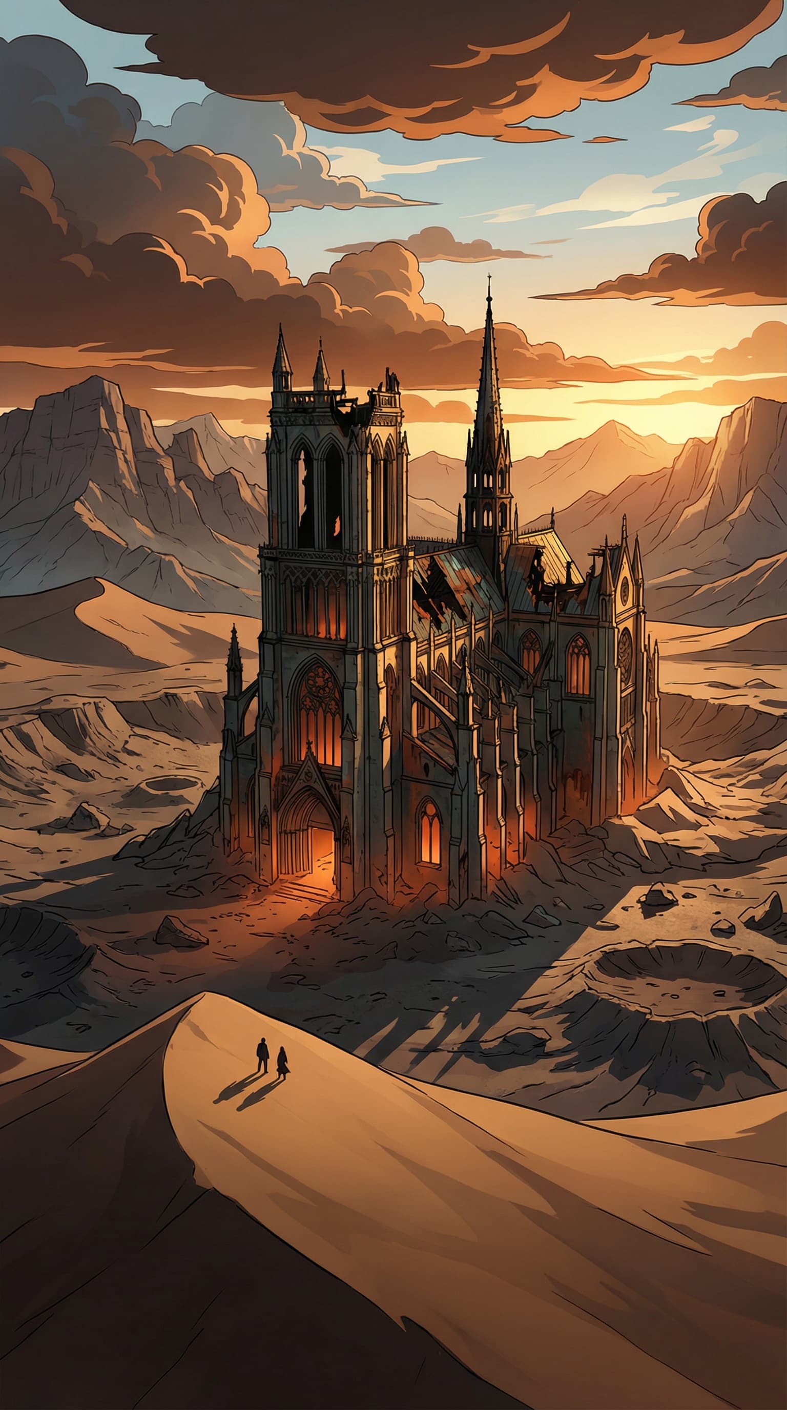 Shattered Gothic Cathedral in Ancient Sands
