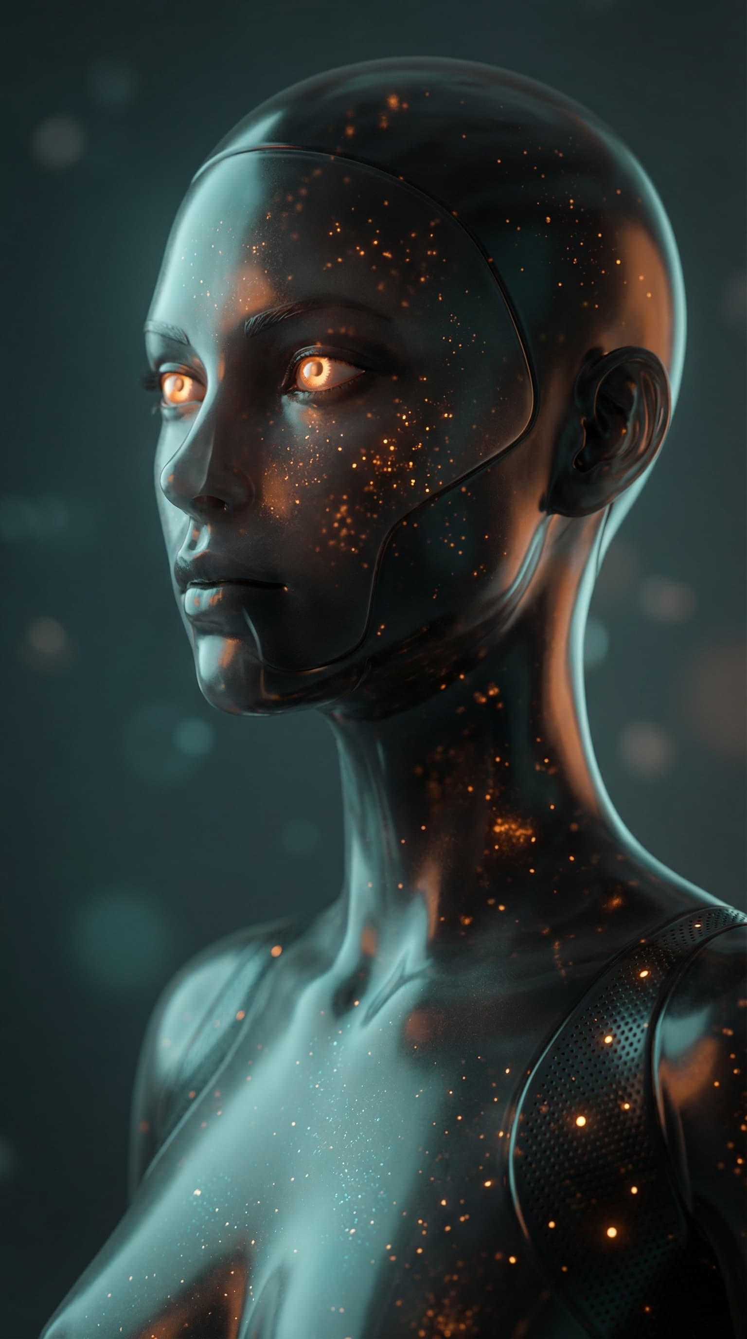 Celestial Embers Within Polished Obsidian